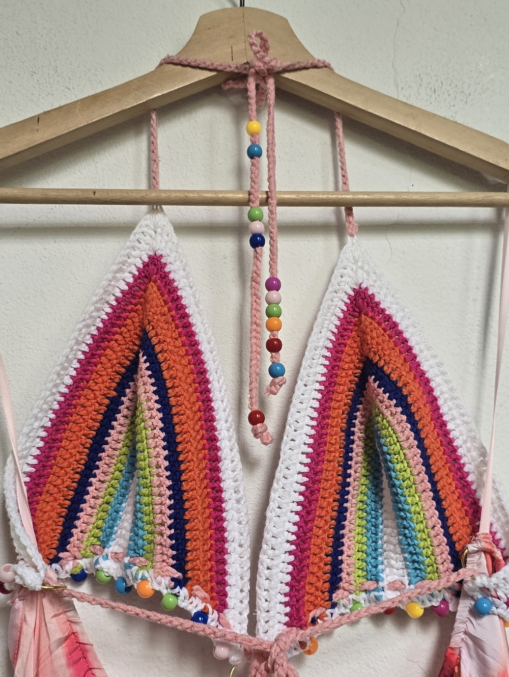 H&Y Collection Crochet Rainbow Halter Maxi Dress Boho Festival Y2K L - Picture 15 of 17